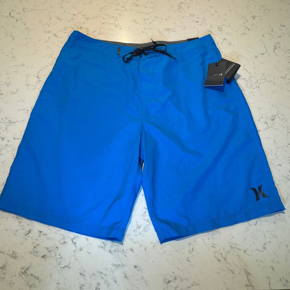 NWT Hurley Board Shorts Mens 34 Blue One & Only 21 Inch Outseam Surf Swim Trunks